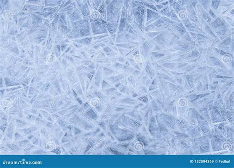 Frozen Ice Crystals Texture Simple White Blue Winter Background Stock