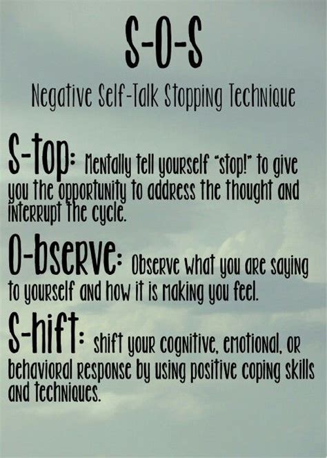 Stop Negative Self Talk Technique Sos Stop Observe Shift Mental Health Counseling