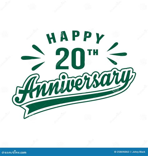 Happy 20th Anniversary 20 Years Anniversary Design Template Stock