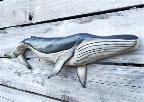 Humpback Whale Wood Carving Decor Hand Carved Reclaimed Wood Etsy