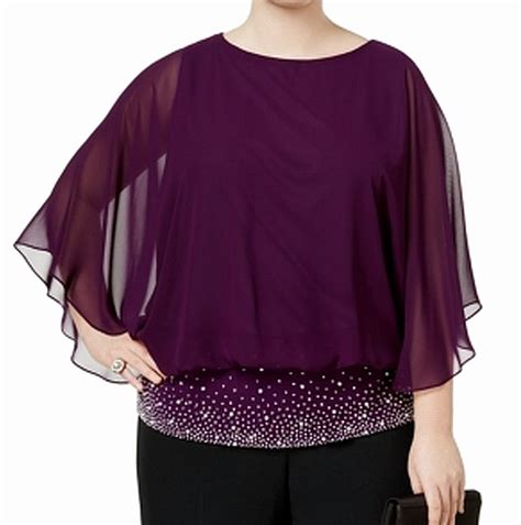 Msk Tops And Blouses Msk Womens Plus Chiffon Embellished Trim Blouse