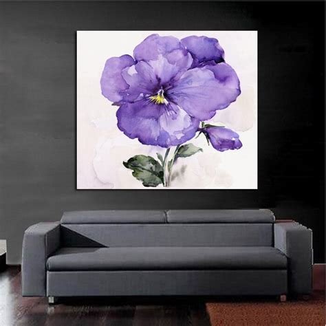 High Quality Handpainted Oil Painting Purple Flower Wall Art On Canvas