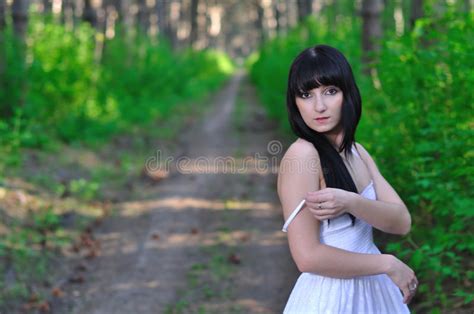 Girl Takes Off Her Dress In The Woods Stock Image Image Of Lady