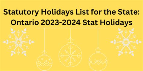 Statutory Holidays List For The State Ontario 2023 2024 Stat Holidays