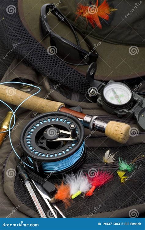 Fly Fishing Equipment And Flies Stock Image Image Of Compass Tackle