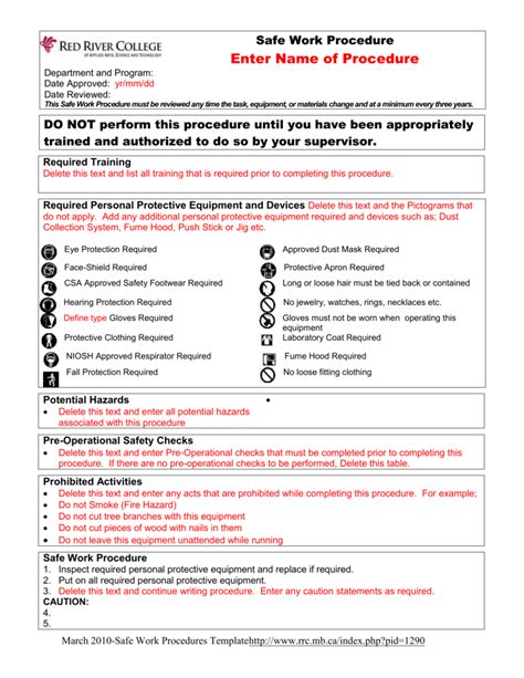 Safety Sop Template