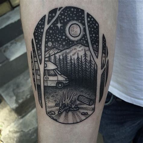 21 Awesome Camping Tattoos For People Who Love Sleeping Under The Stars In 2022 Camping Tattoo