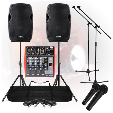 Band Pa System 1200w 4 Ch Usb Mixer Active Speakers Mic Dj Live Music