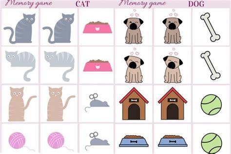 Cat And Dog Memory Game Free Printables Creative Kitchen