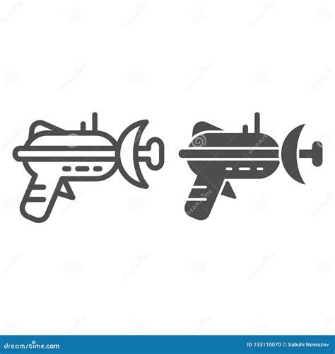 Blaster Line And Glyph Icon Laser Weapon Vector Illustration Isolated