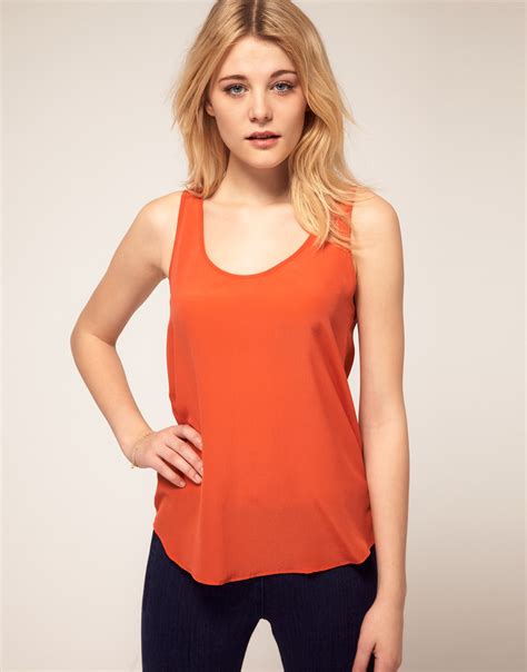 French Connection Silk Camisole Top In Orange Lyst