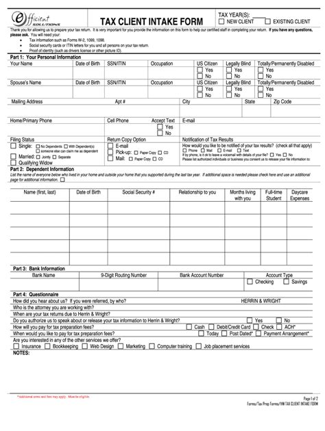 Tax Client Intake Form Fill Out And Sign Printable Pdf Template Signnow