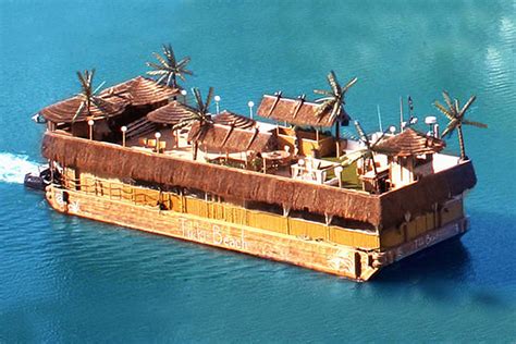 Rent This Surreal Tikki Beach Barge Complete With Huts And Palms
