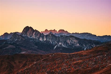 Breathtaking Landscape Shot Of Beautiful Mountains Illuminated With The