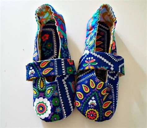 Fabric Slippers Mary Jane House Shoes Dutch Print Fabric By Luluxo