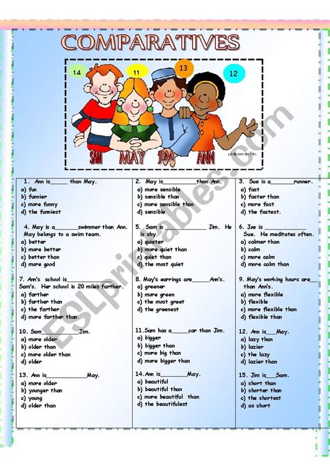 Comparatives Esl Worksheet By Giovanni