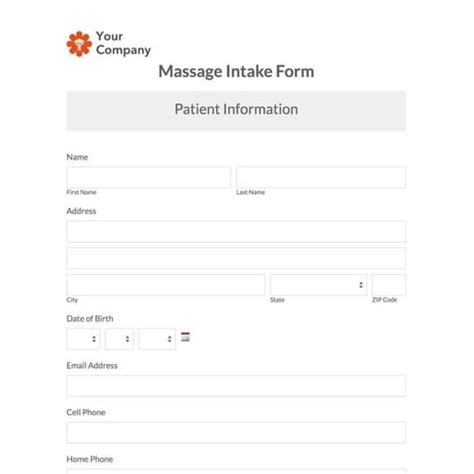 Massage Intake Form Template Customize And Use Formstack