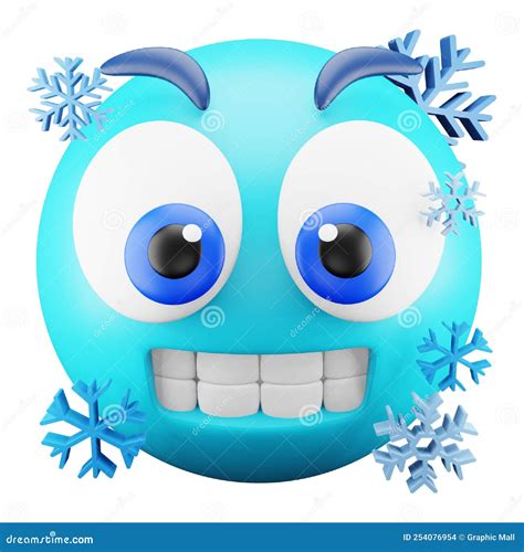 Snow Cold Emoji Face 3d Rendering Isometric Icon Stock Vector