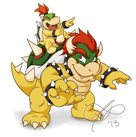 Bowser And Bowser Jr From Super Mario So Cute Super Mario Art Bowser Mario Art
