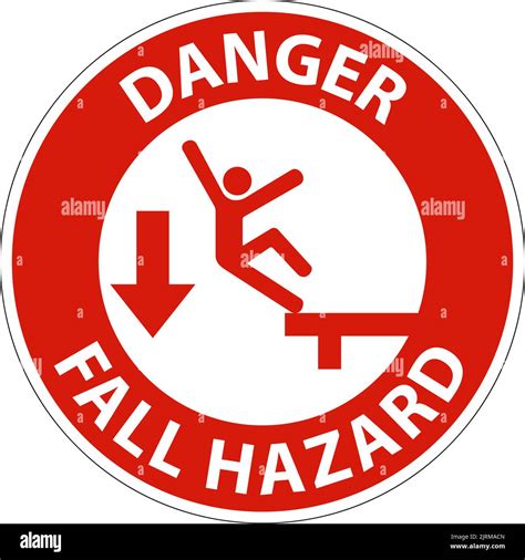 Danger Do Not Cross Without Fall Protection Sign On White Background