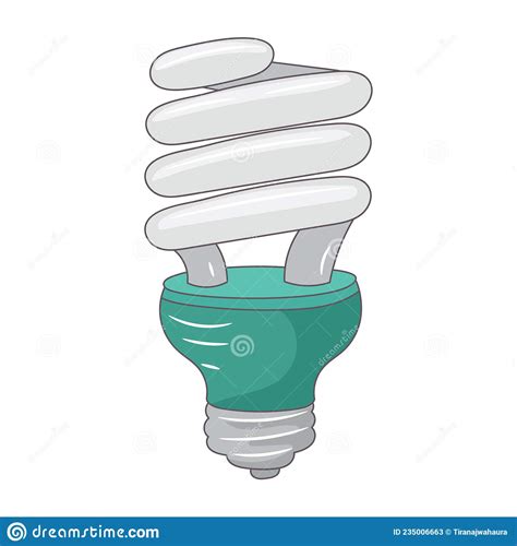 Fluorescent Colored Spiral Light Bulb Energy Saving Stock Vector