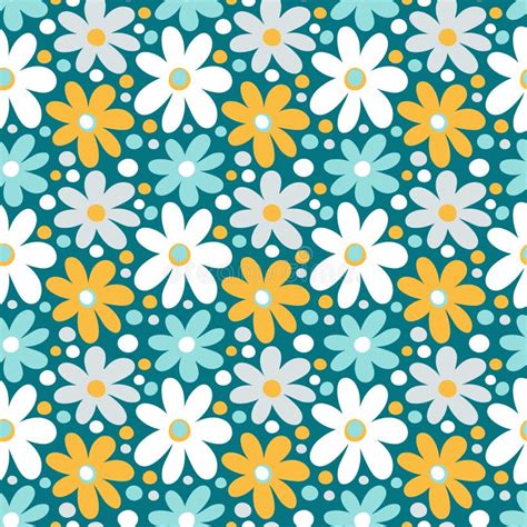 Seamless Pattern With Decorative Daisy Flowers Stock Vector