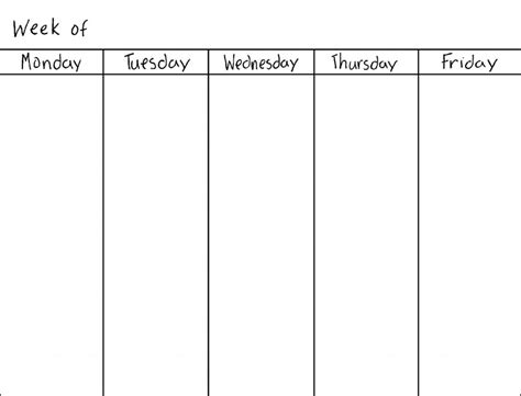 Printable 5 Day Week Calendar Example Calendar Printable