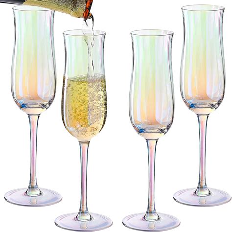 Crystal Champagne Flutes Tulip Modern Champagne Glasses Set Of 4 For Home Bar Party