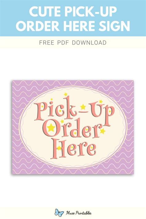 Free Printable Cute Pick Up Order Here Sign Template In Pdf Format