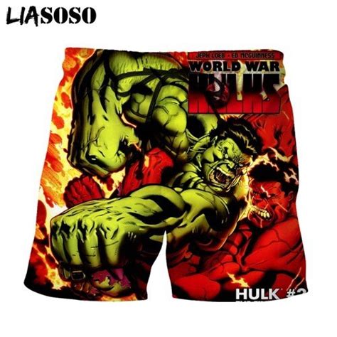 Liasoso Ncredible Hulk Shorts Comics The Avengers Heros Shorts 3d