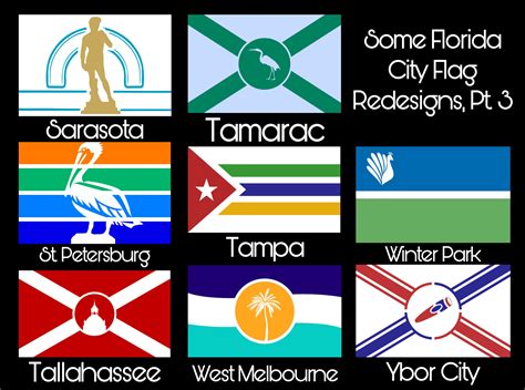 The Third And Currently Final Part Of My Florida City Flag Redesigns