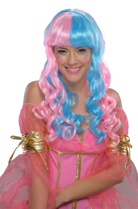 Candy Fairy Costume Wig Adult Pink And Blue One Size