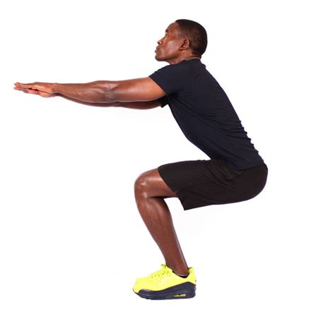 Muscular Man Doing Air Squats Exercise Bag Snob