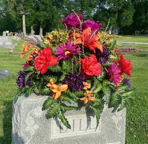 Memorial Saddle Headstone Grave Monument Floral Arrangement