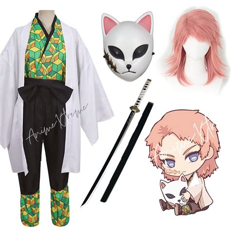 Anime Cosplay Demon Slayer Sabito Makomo Costume The Hey Brother Halloween Suits Full Sets For