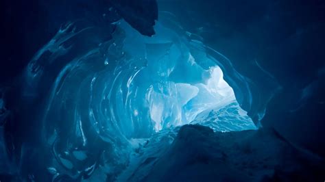 Inside A Glacier Blue Ice Caves In Canada 1600x900 Snow And Ice