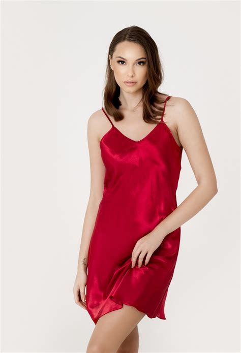 deep red puree silk night dress puree silk