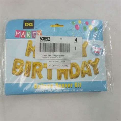 Lot Of 4 Foil Happy Birthday Letter Balloon Banner Kit Gold 14