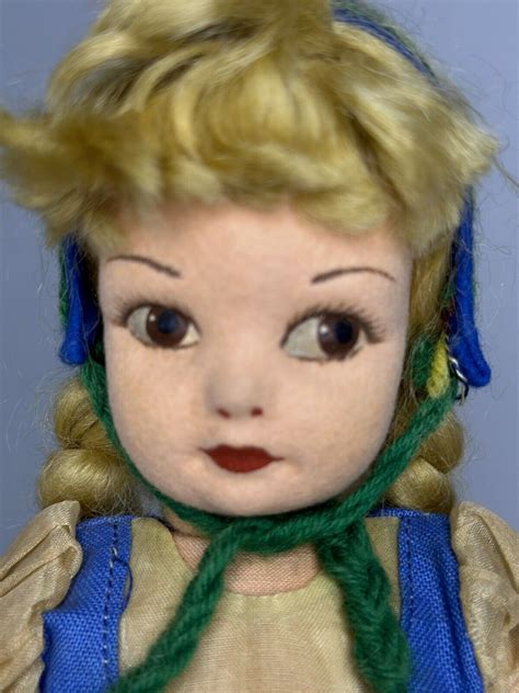 Vintage Norah Wellings Norene Doll Cloth Face Hand Painted Made In