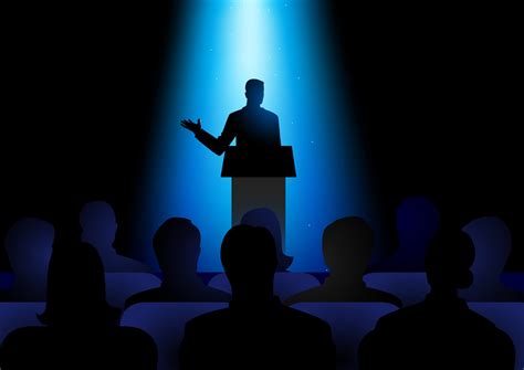 Man Giving A Speech On Stage 2960155 Vector Art At Vecteezy