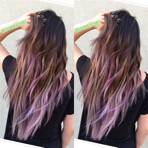 Balayage Ombre Of Ash Brown With Lilac Tips Hair By Sammi Situ Please