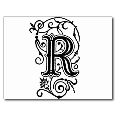 R Decorative Letter Postcard In 2021 Fancy Letters