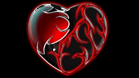 Heart Red Heart Black Hd Wallpaper