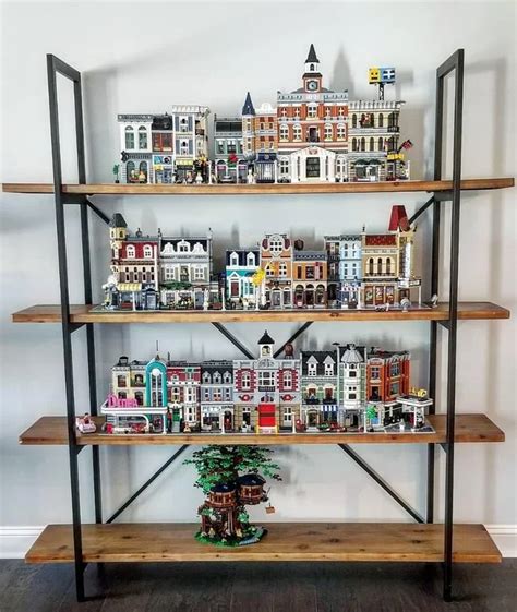 my lego modular display is finally finished lego lego room decor lego room lego display shelf