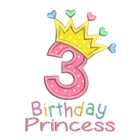3rd Birthday Princess Applique Sa510 45 Birthday Girl Quotes