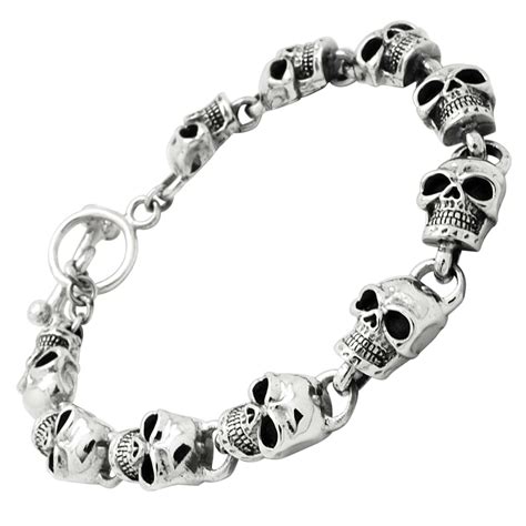 Silver Skull Bracelet Stainless Steel And Silver Bracelets Suay Design
