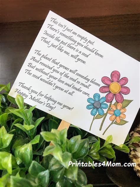 Mothers Day Empty Pot T Idea With Free Printable Printables 4 Mom
