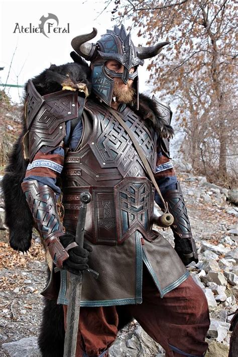 Barbarian Viking Leather Pauldron Armor Set Larp Armor Viking