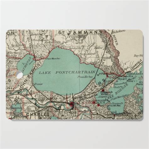 Vintage Map Of Lake Pontchartrain 1887 Cutting Board By Bravuramedia