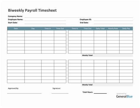 Biweekly Payroll Timesheet In Excel